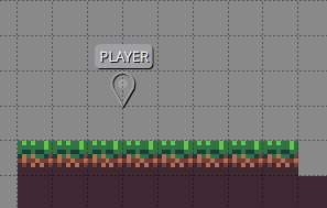 A tiled point object with the name "PLAYER"