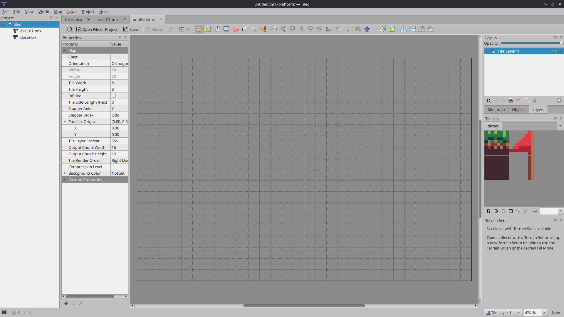 An empty tiled map